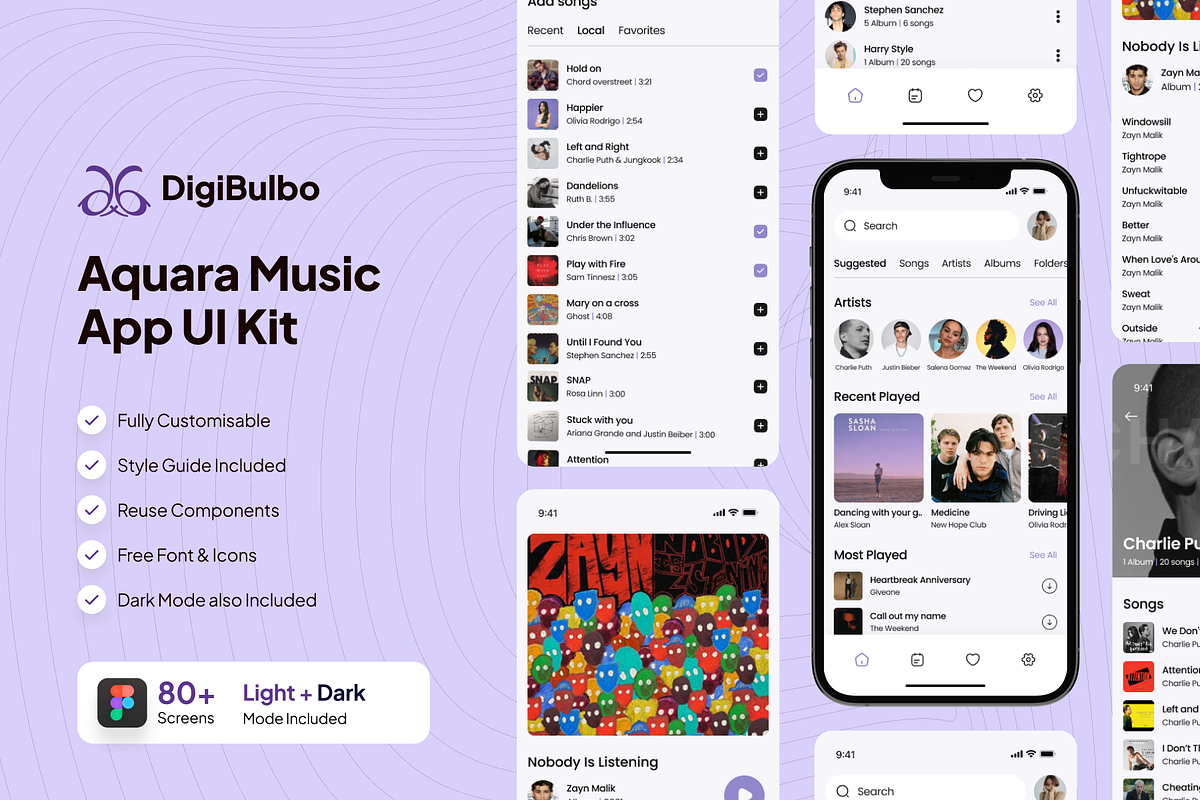 Aquara - Music App UI Kit, an UI Kit Template by Digibulbo (Photo 1 of 8)