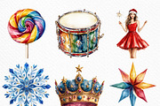Merry & Bright Christmas Clipart, an Illustration by Craft Nest (Thumbnail 4 of 6)