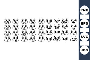 Cute Cartoon Face Expression Set, an Illustration by designvectx