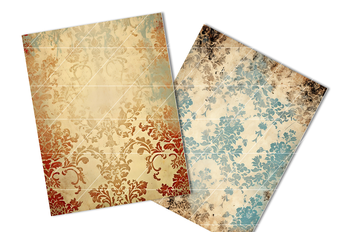 Vintage Grungy Damask Digital Paper, a Background Graphic by BusyDaydesign (Photo 5 of 9)