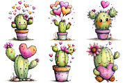 Cactus Valentine's Day Clipart, an Illustration by Pixels.Craft (Thumbnail 5 of 5)