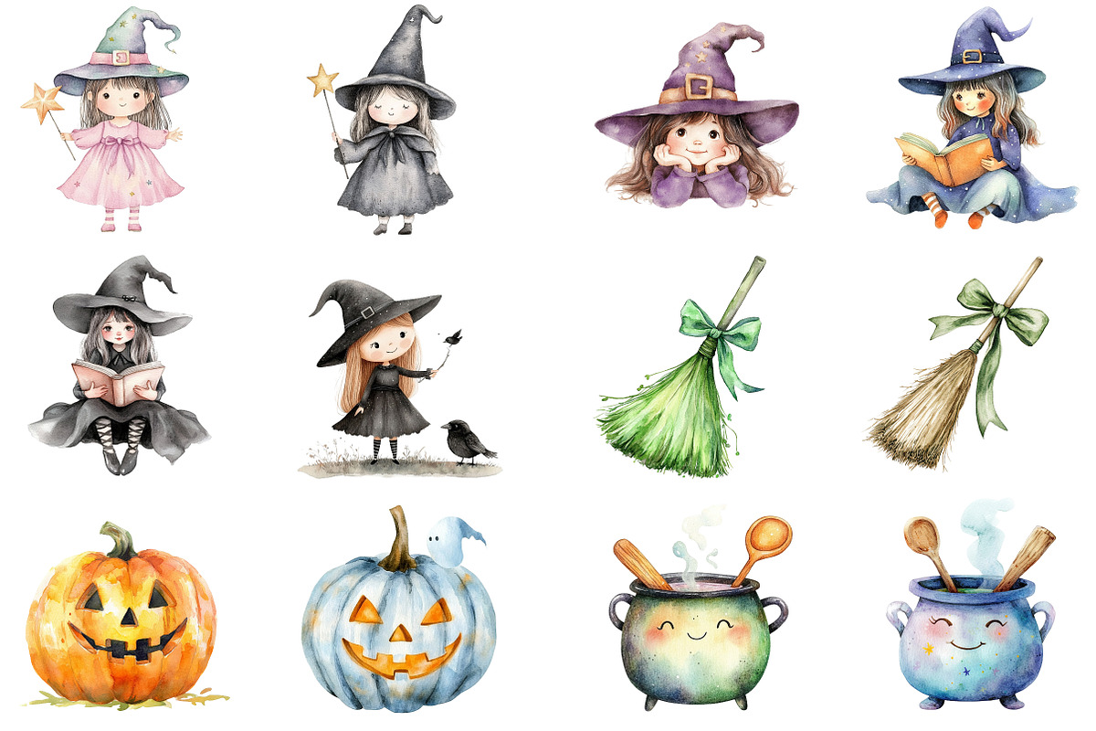 Whimsical Witch Clipart, an Illustration by CitraGraphics (Photo 4 of 5)
