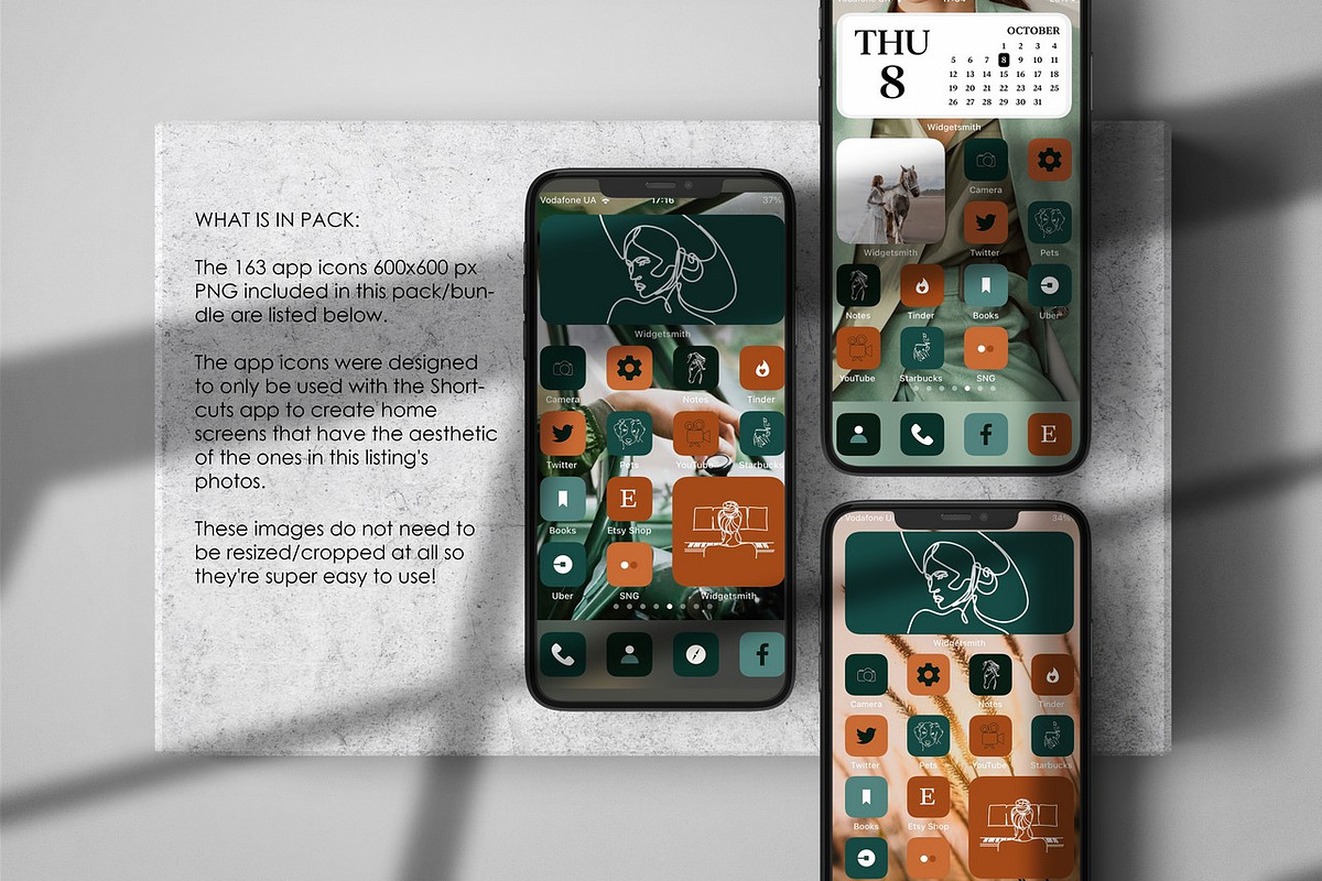 Green Boho Aesthetic iOS 14 icons, an Icon by velychko.ua (Photo 6 of 9)