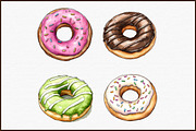 Watercolor Donuts Dessert Clipart, an Illustration by Sublimation Artist (Thumbnail 3 of 6)