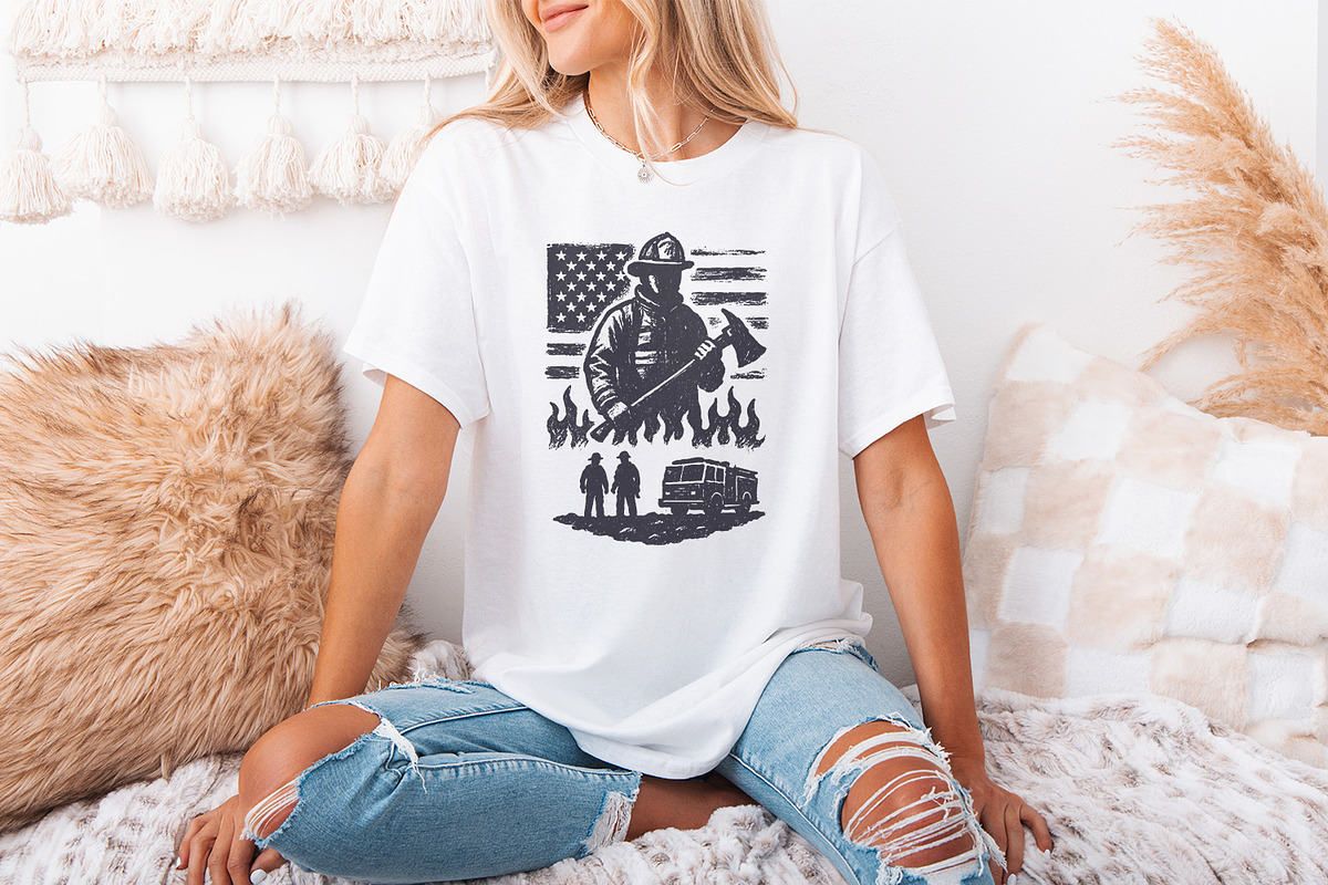 Firefighter PNG, American Flag, an Illustration by SharpMarketplace (Photo 3 of 9)