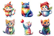 Rainbow Christmas Cat Clipart, an Illustration by Daily.Designs (Thumbnail 2 of 5)