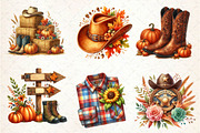 Watercolor Cowboy Autumn Clipart, an Illustration by Dream Creation (Thumbnail 5 of 6)