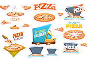 Vector set of Pizza design elements, a Food Illustration by Cattleya (Thumbnail 2 of 4)