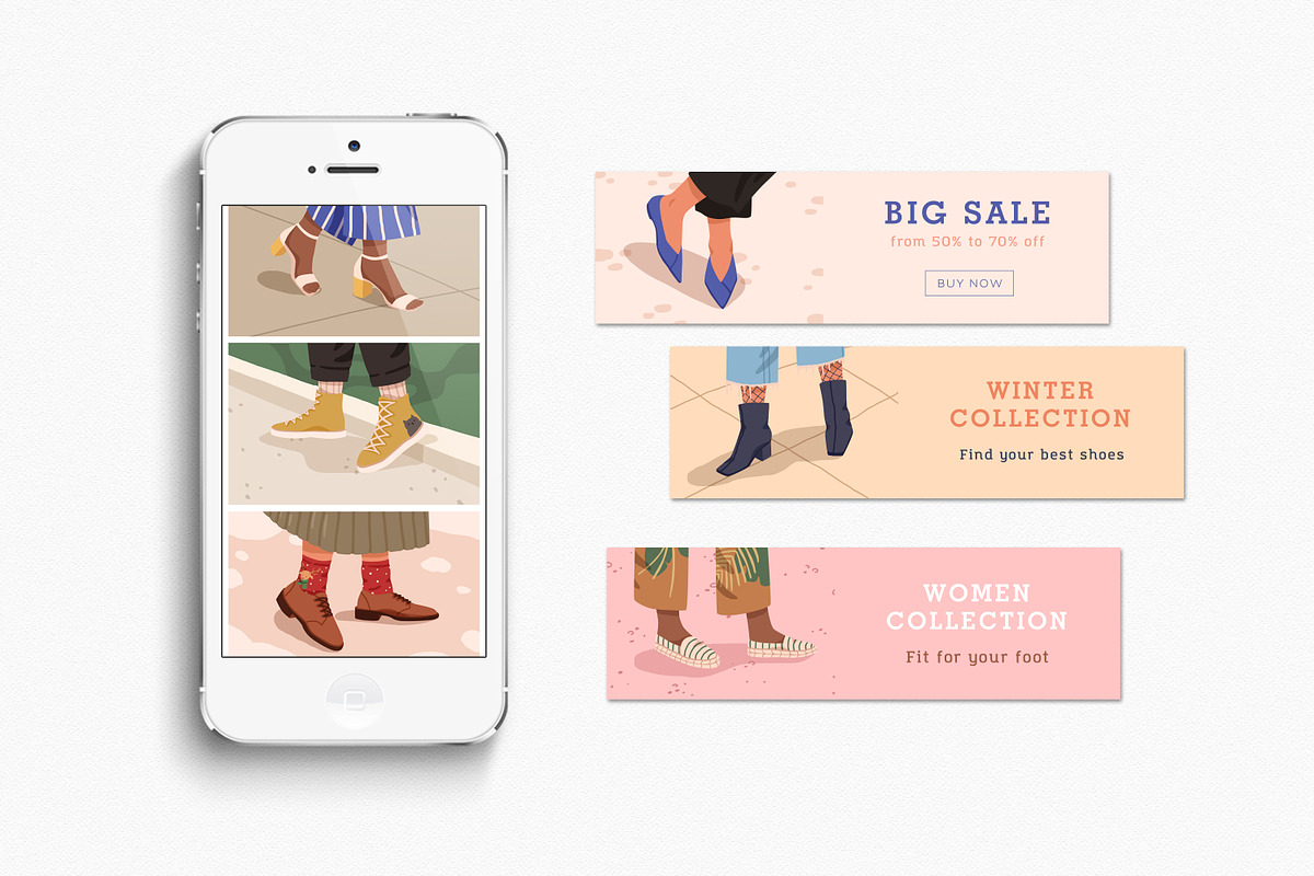 Modern shoes sale banners, a Decorative Illustration by Good Studio (Photo 2 of 3)