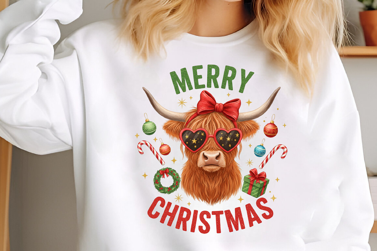 Funny Cow Merry Christmas PNG, an Illustration by SinaCreation (Photo 2 of 7)