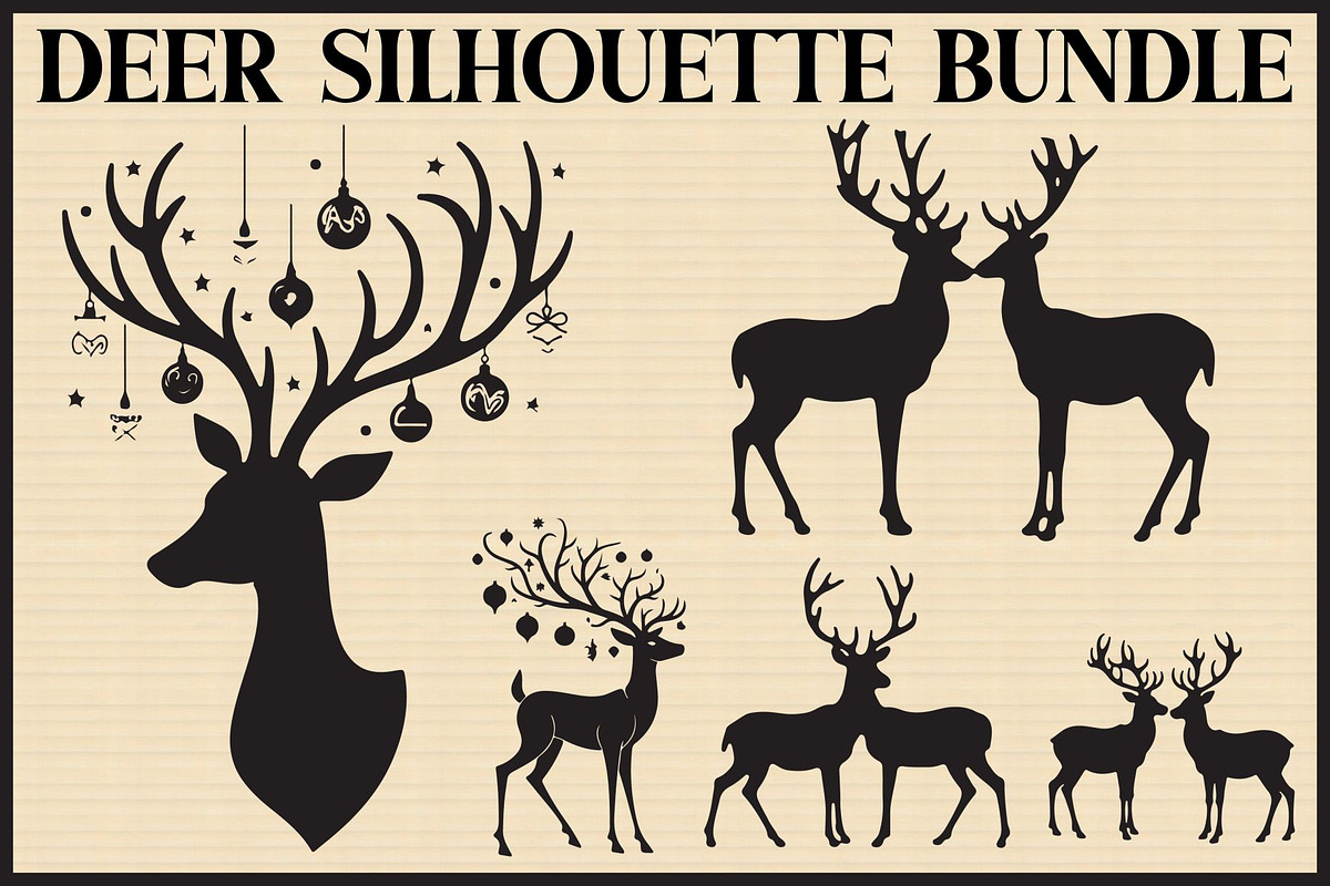 Deer Silhouette Vector Bundle, an Illustration by abu67222 (Photo 1 of 7)