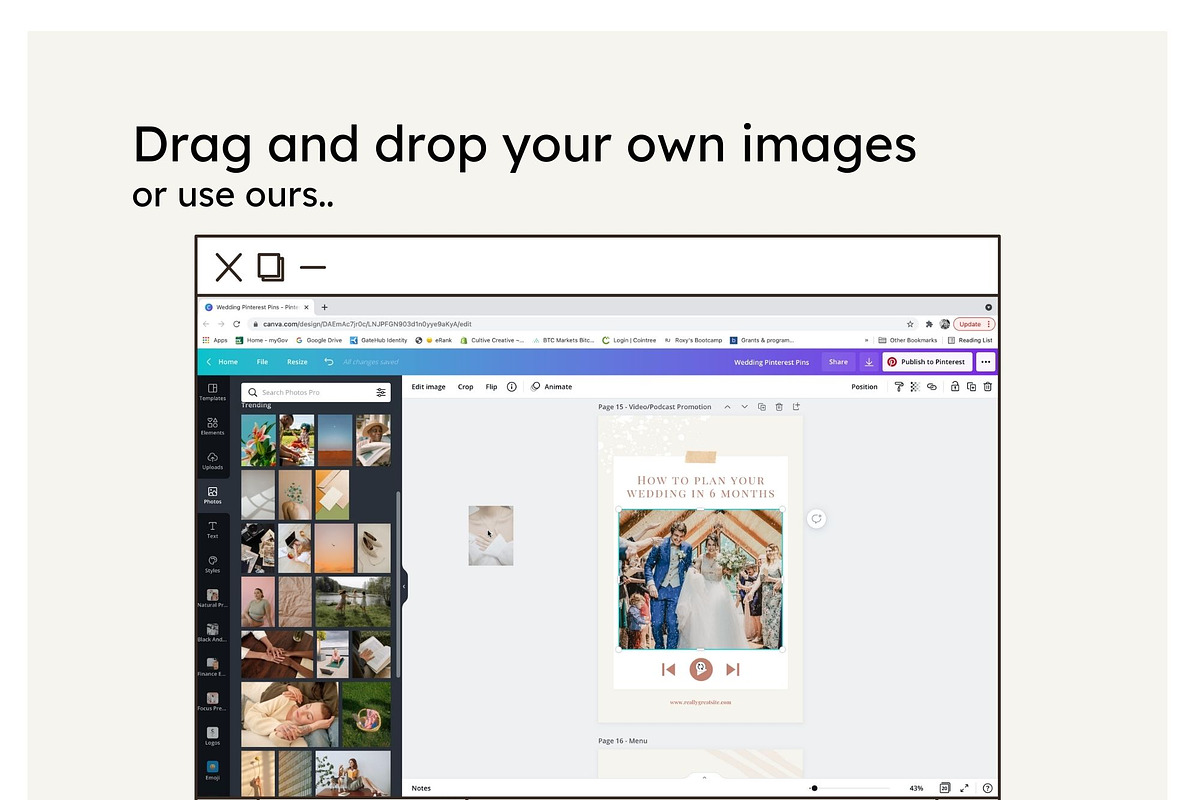 Wedding Pinterest Canva Templates, a Social Media Template by Cultive Creative (Photo 6 of 13)