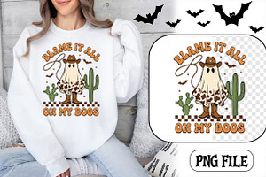 Cowboy ghost with lasso, a Seasonal Illustration by CrexoraLab