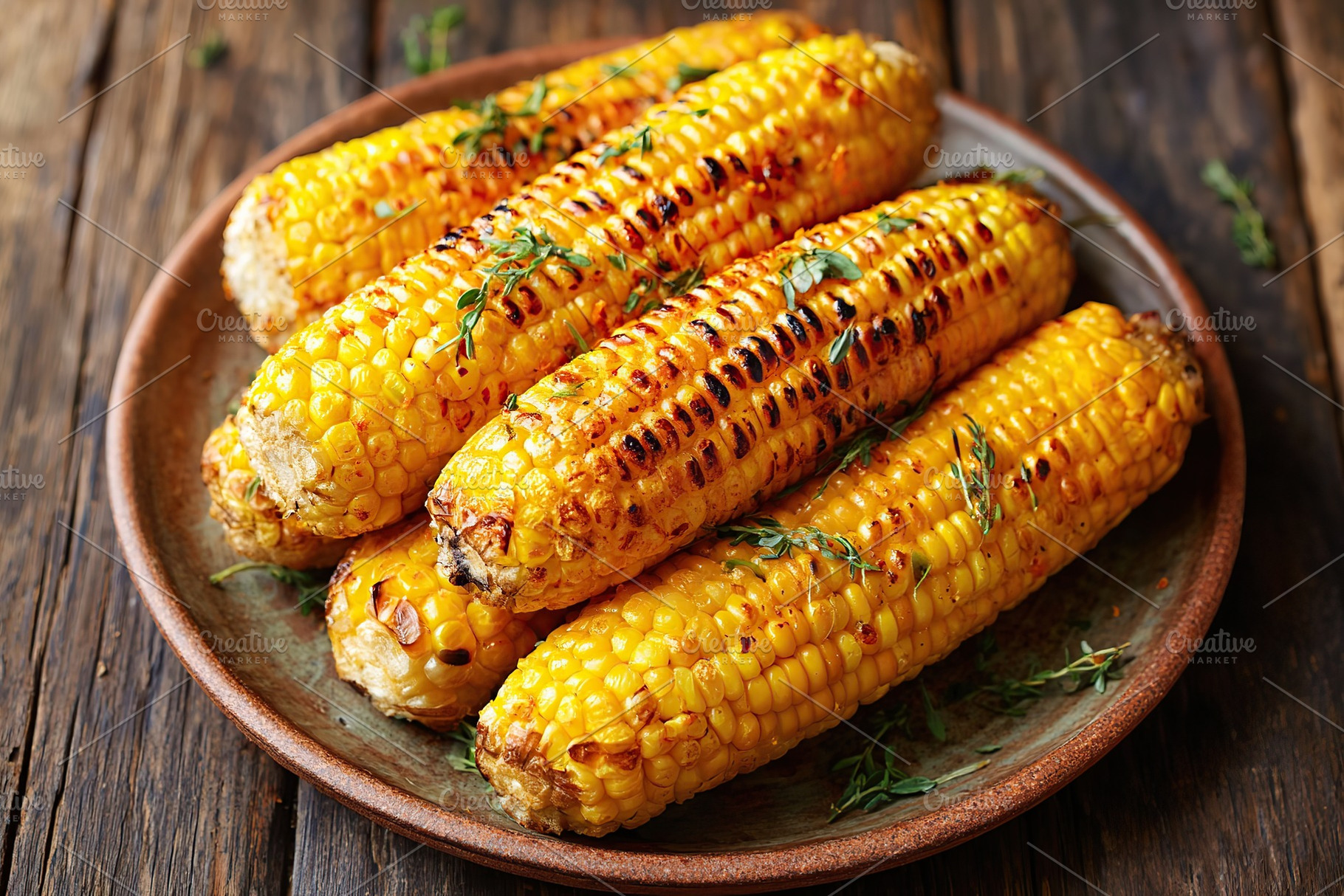 Savory corn on the cob topped with chili butter and herbs for summer grilling, a Food & Drink Photo by AlyaAnd