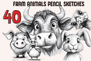 Farm Animals Pencil Sketches, an Animal Illustration by PrintHaven Designs (Thumbnail 1 of 10)