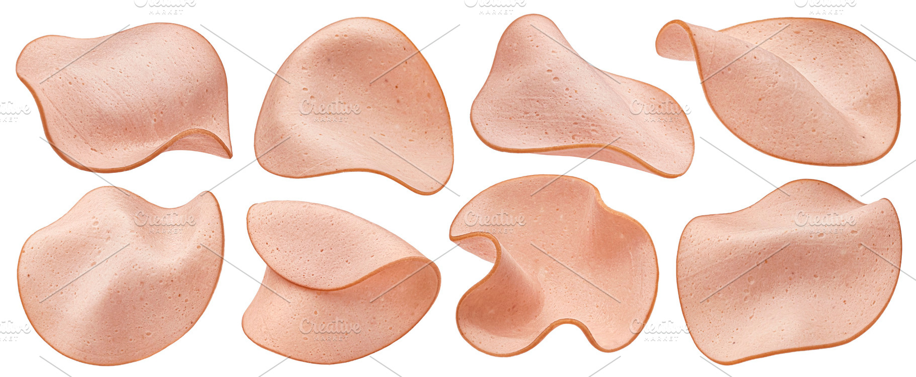 Sausage slices isolated on white, a Food & Drink Photo by Max Lashcheuski