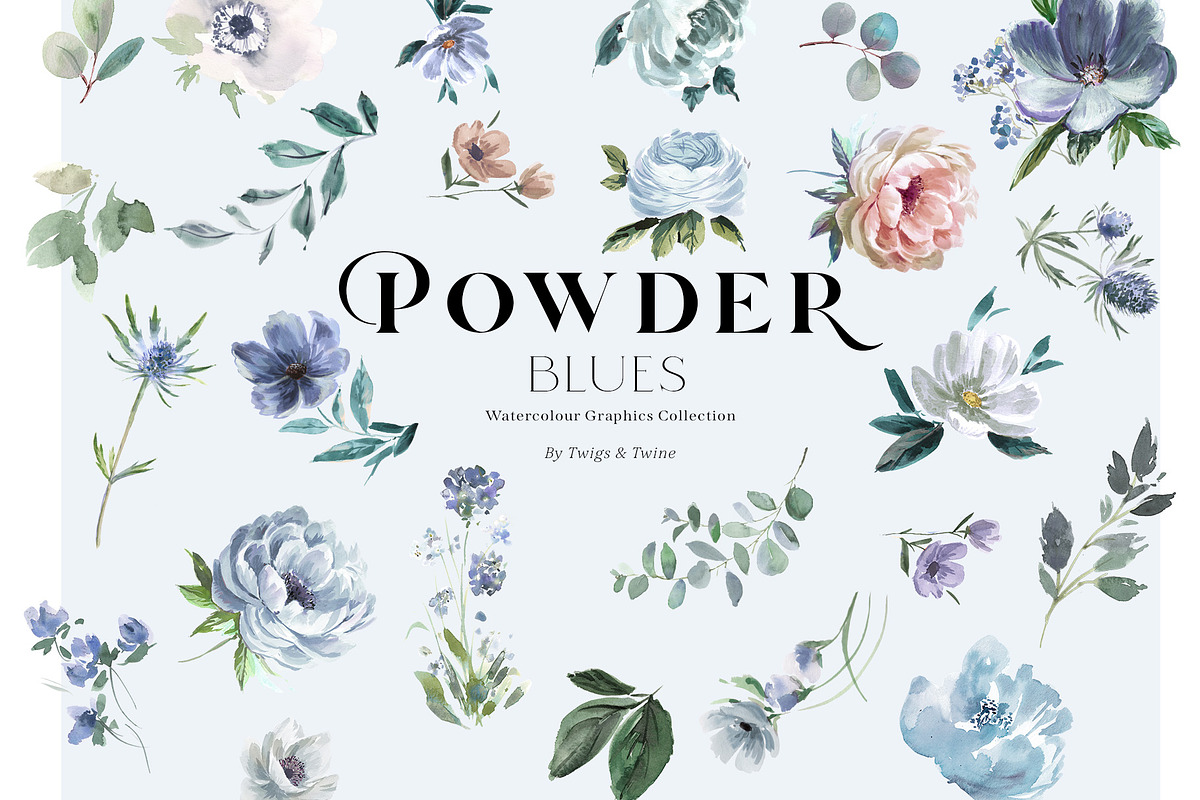 Blue Watercolor Flowers, a Background Graphic by Twigs and Twine (Photo 8 of 10)