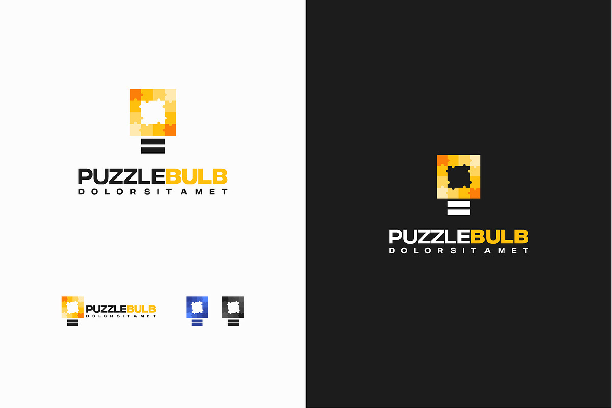 Set of Puzzle Idea Bulb Logo concept, a Branding & Logo Template by Lucky Creative (Photo 2 of 5)