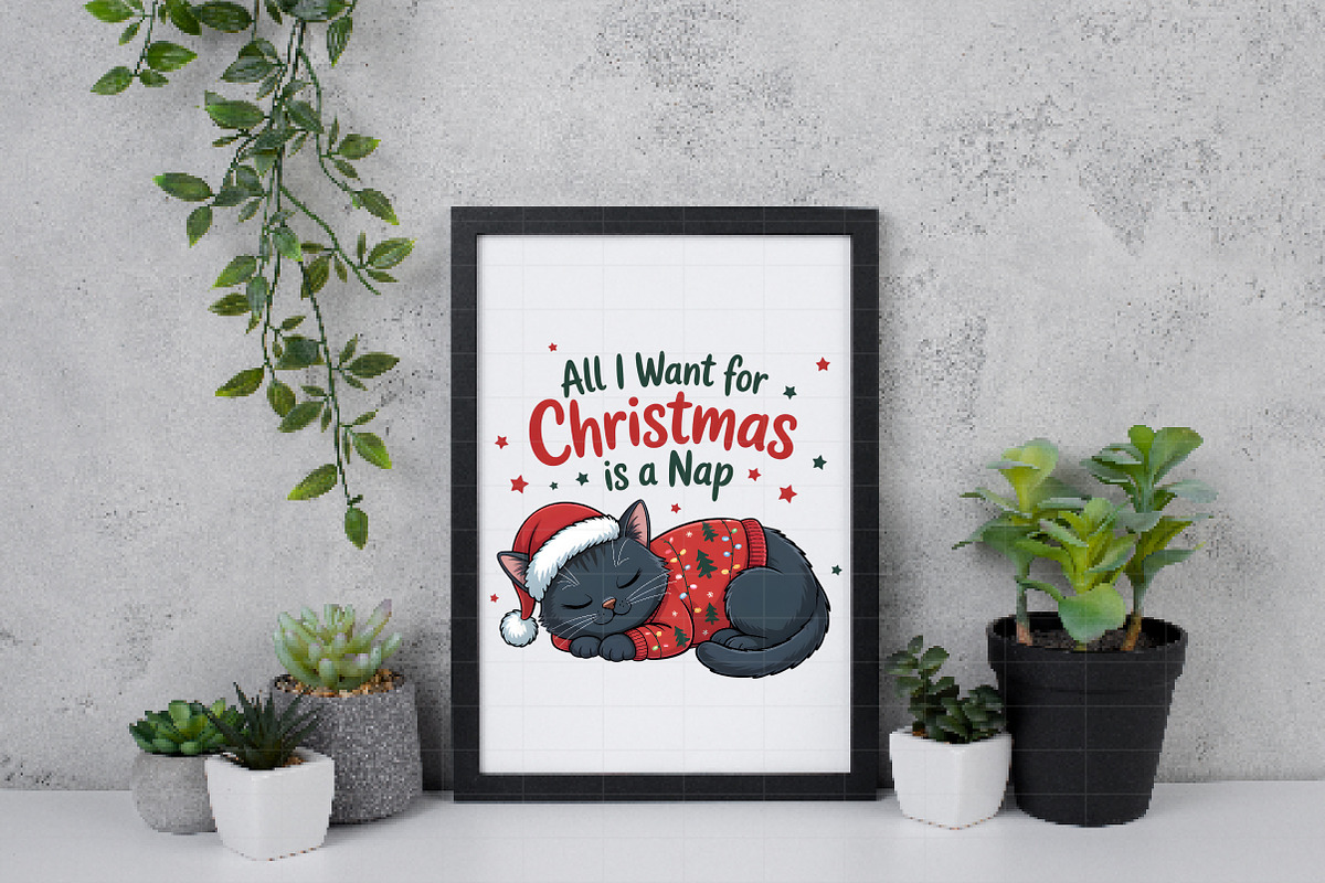 Sarcastic Funny Christmas Lazy Cat P, an Illustration by Daily.Designs (Photo 5 of 5)