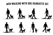 Men Walking with Dog Silhouettes set, a Person Illustration by Gfx Expert Team (Thumbnail 3 of 3)