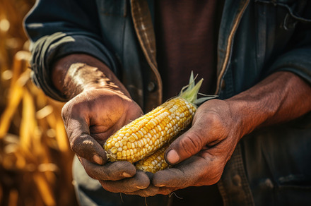 Farmer holding corn in his hands, cl, a Photo by Iftikhar Alam