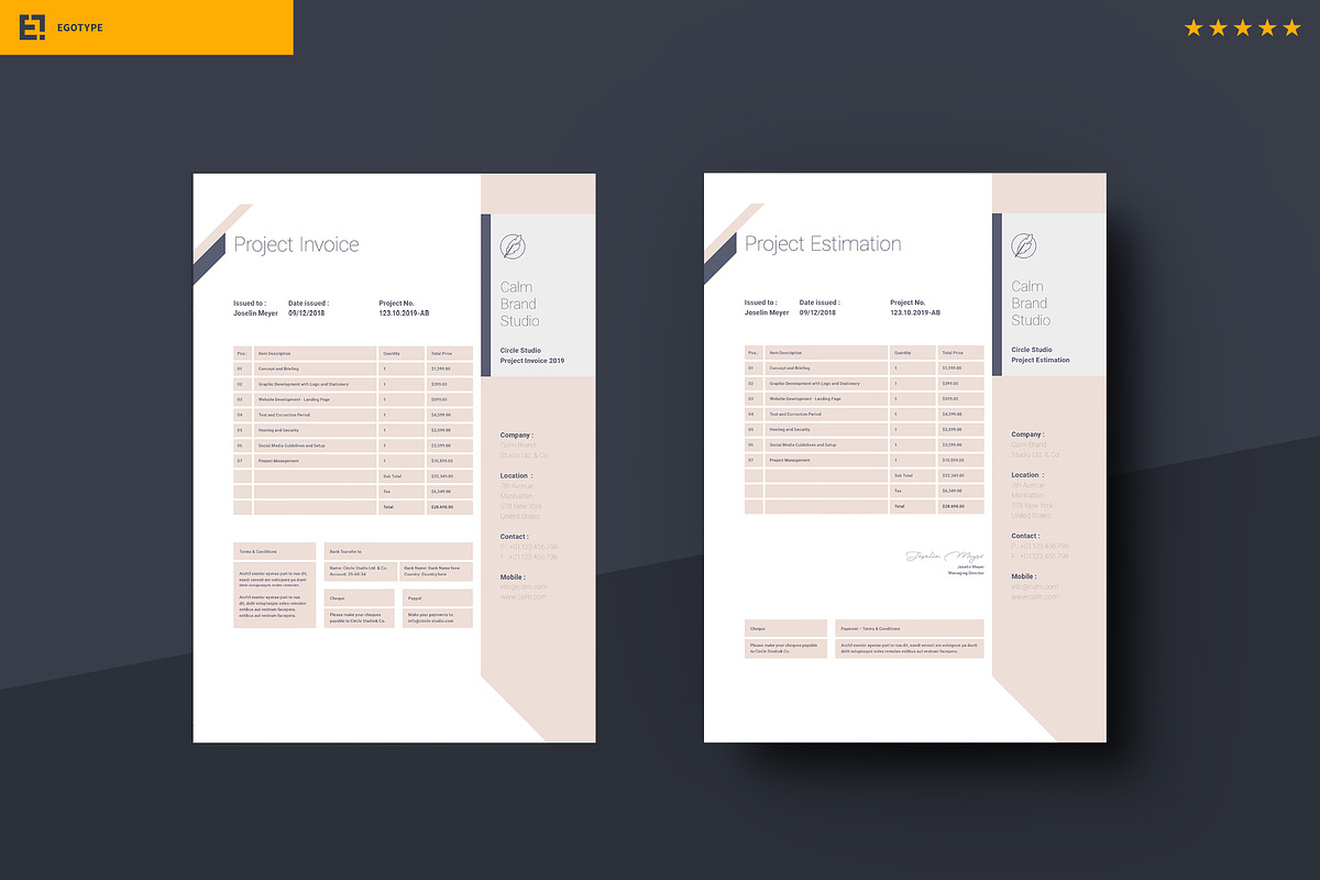 Calm Brief - Estimation - Invoice, a Stationery Template by Egotype (Photo 6 of 9)