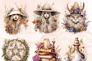 Watercolor Boho Witch Clipart, a Person Illustration by GiraffeCreative (Thumbnail 4 of 9)