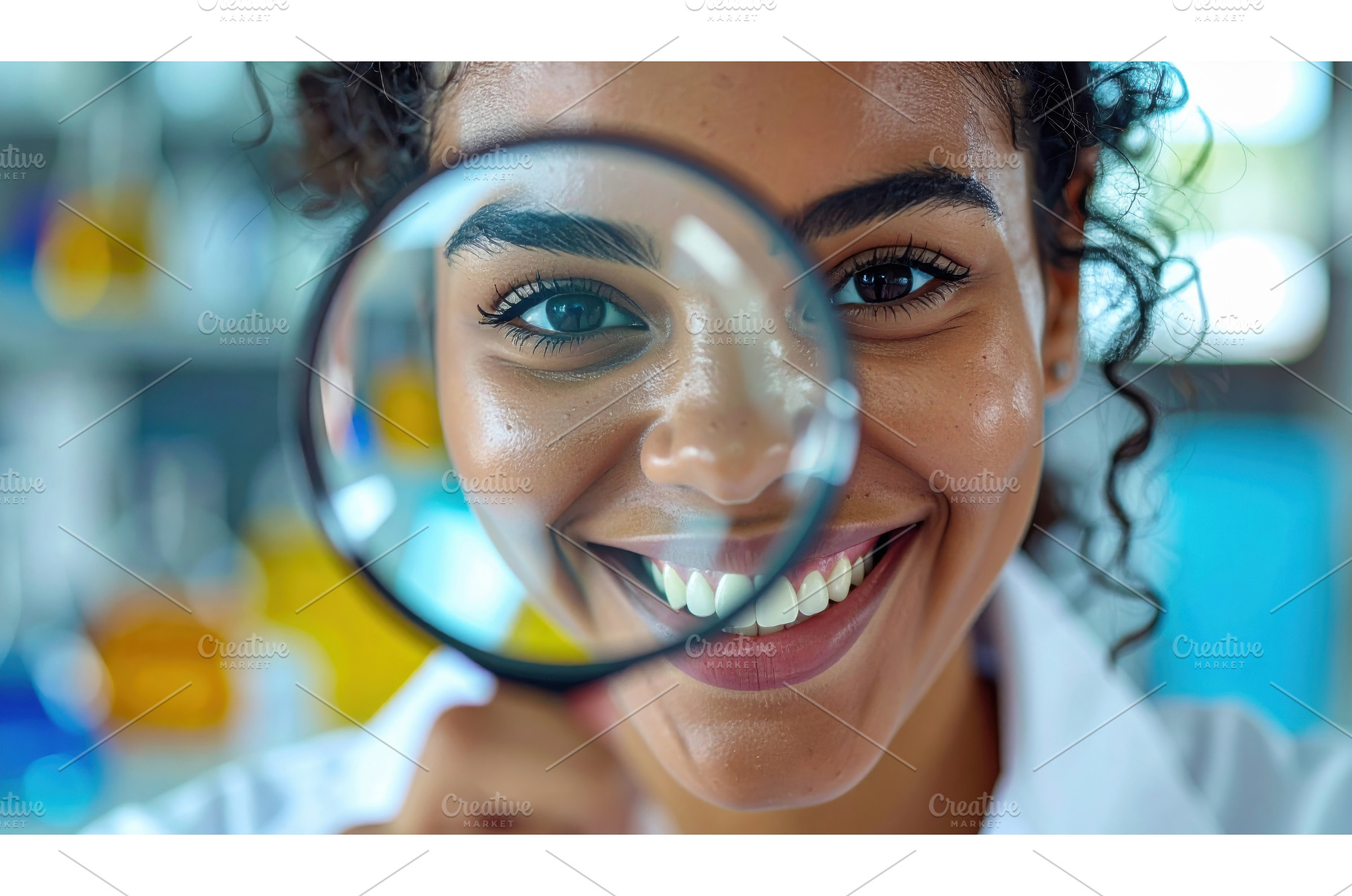 A smiling scientist looking through, a Technology Photo by Igor Tichonow