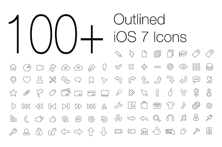 100+ Outlined iOS 7 Icons, an Outline Icon by Prosymbols