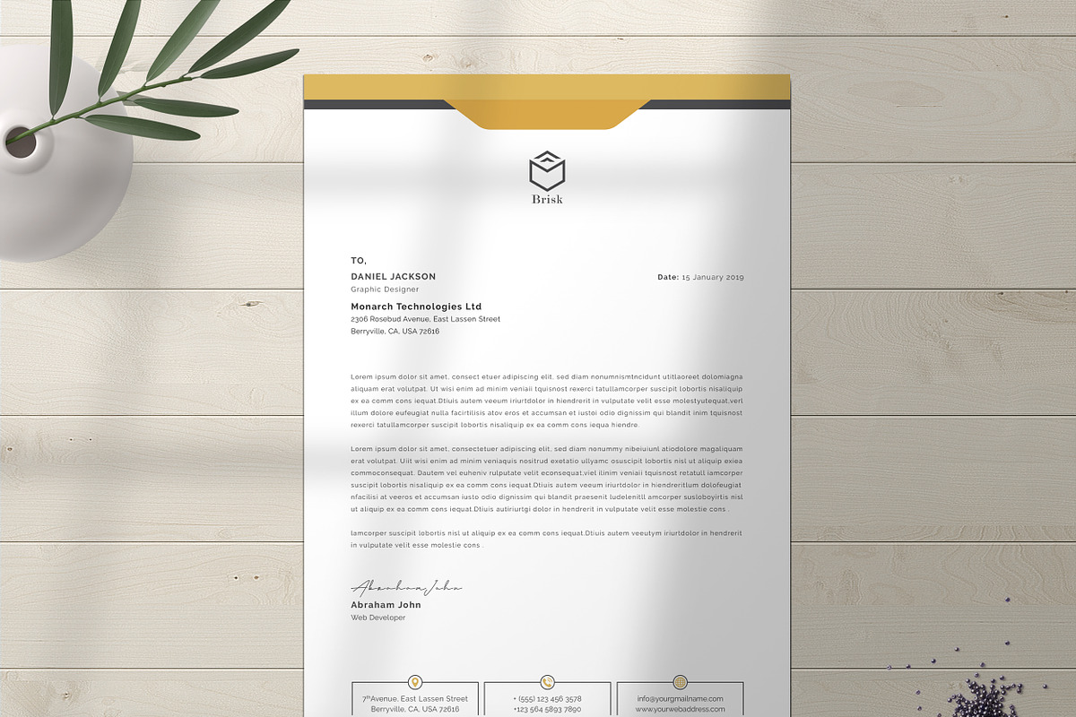 Clean Letterhead Word, a Stationery Template by ResumeDevisers (Photo 8 of 8)