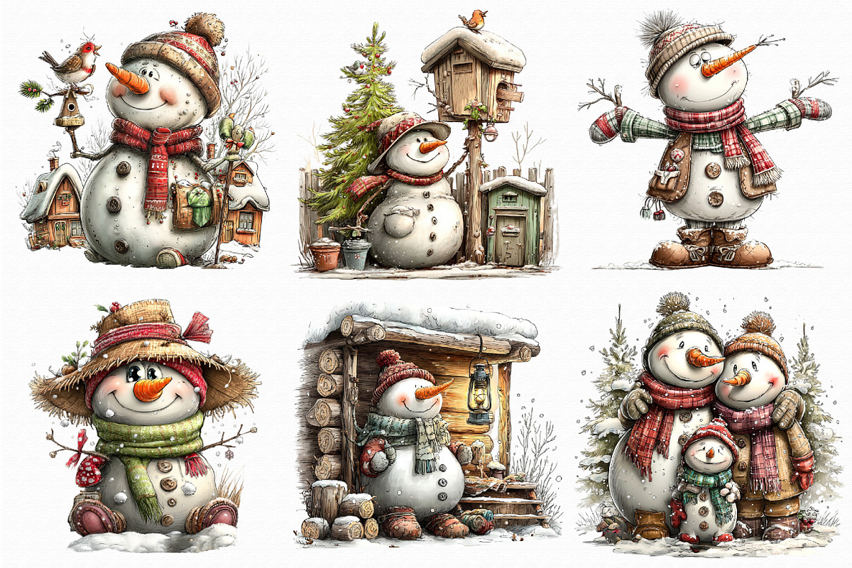 Rustic winter – Snowman PNG clipart, an Illustration by Libby Wishes (Photo 6 of 7)