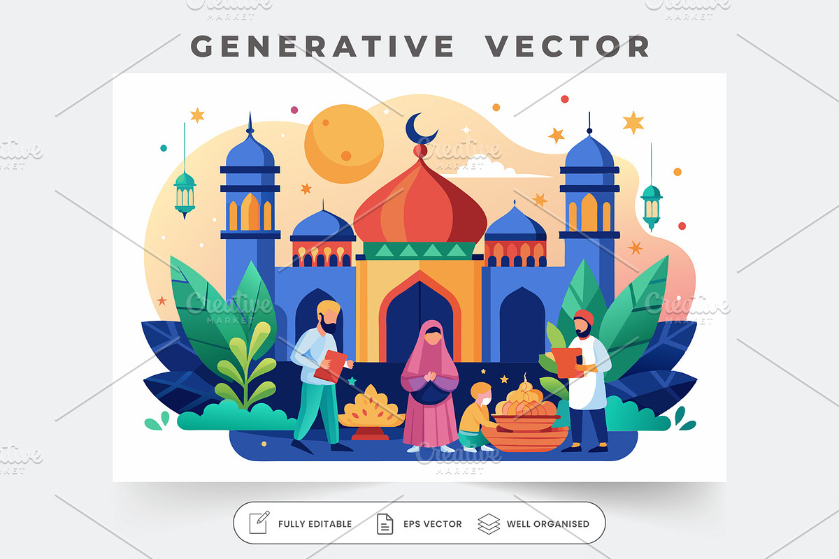 A family celebrates the Islamic New, a Graphic by SouravDesign