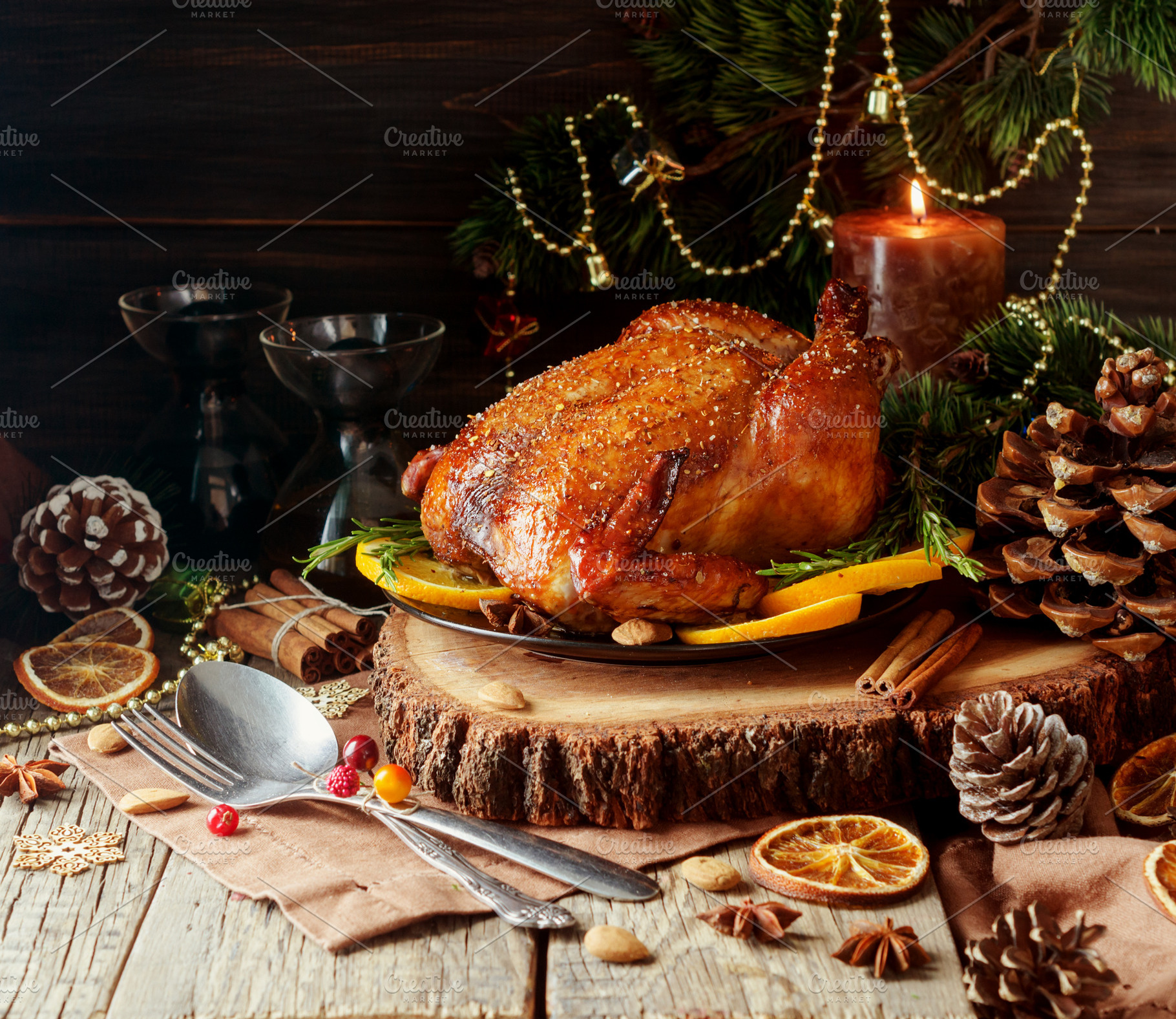 Baked turkey for christmas dinner or new year space for text featuring, a Food & Drink Photo by Wild Drago Shop