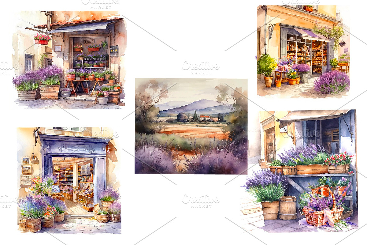 Lavender watercolor clipart, an Object Illustration by AkvarelRiver (Photo 6 of 8)
