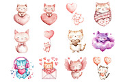 Valentine's Day Kawaii Cats Clipart, an Illustration by Design Market (Thumbnail 2 of 3)