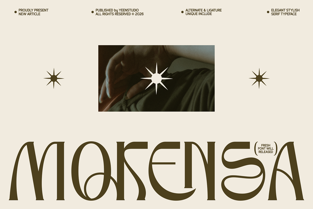Mokensa decorative serif display, a Serif Font by BumbleGraph Studio (Photo 1 of 7)