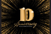 Anniversary 10. Gold card 3d numbers, a Decorative Illustration by Sunny (Thumbnail 1 of 2)