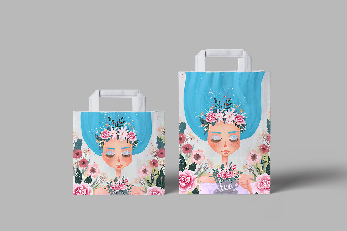 Floral Tea Girl Illustration, a Decorative Illustration by Chloe's Illustrations (Photo 9 of 10)