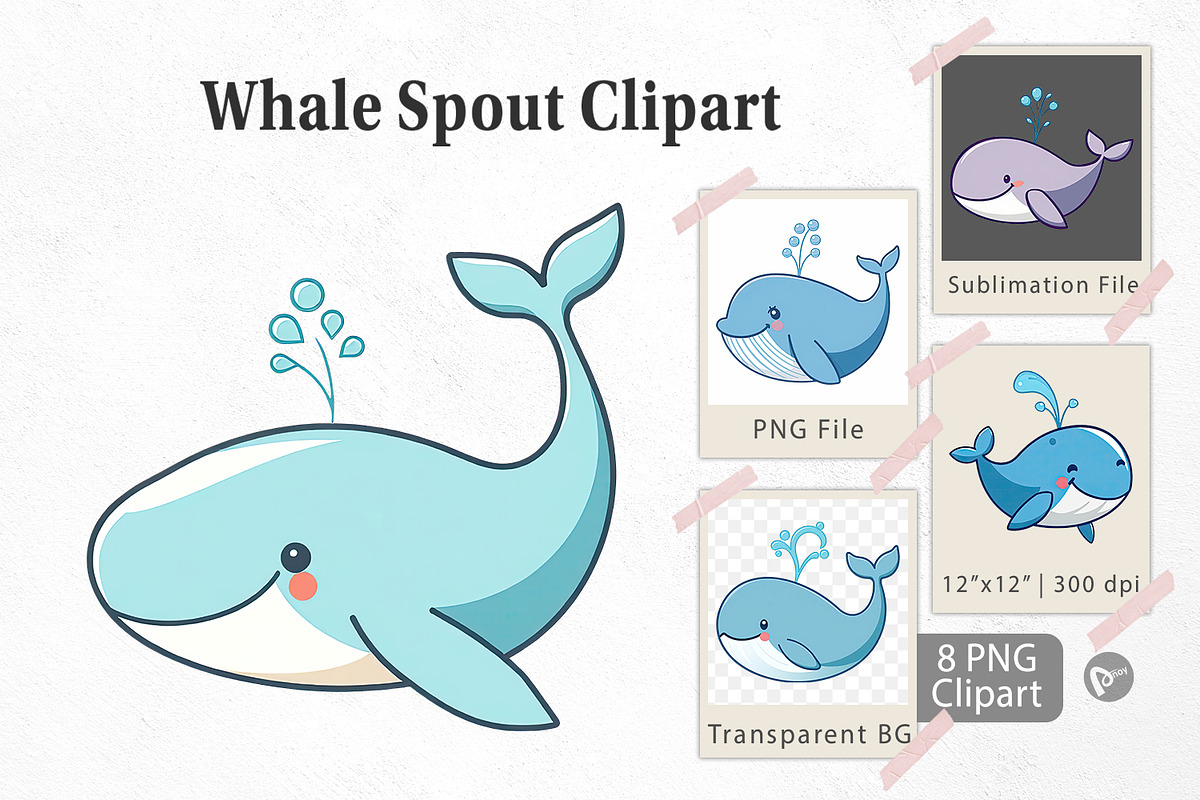 Whale Spout Clipart, a Graphic by Artnoy | Creative Market