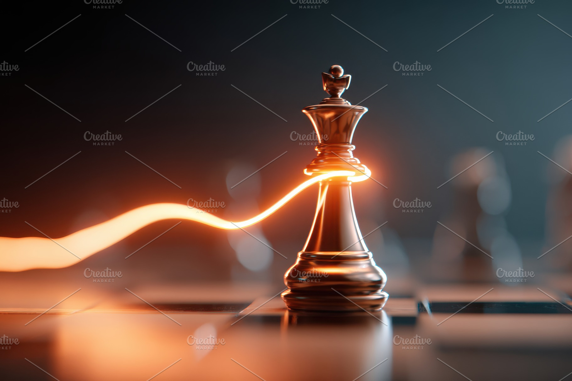 Glowing chess pawn with dynamic light trails, an Arts & Entertainment Photo by AlyaAnd