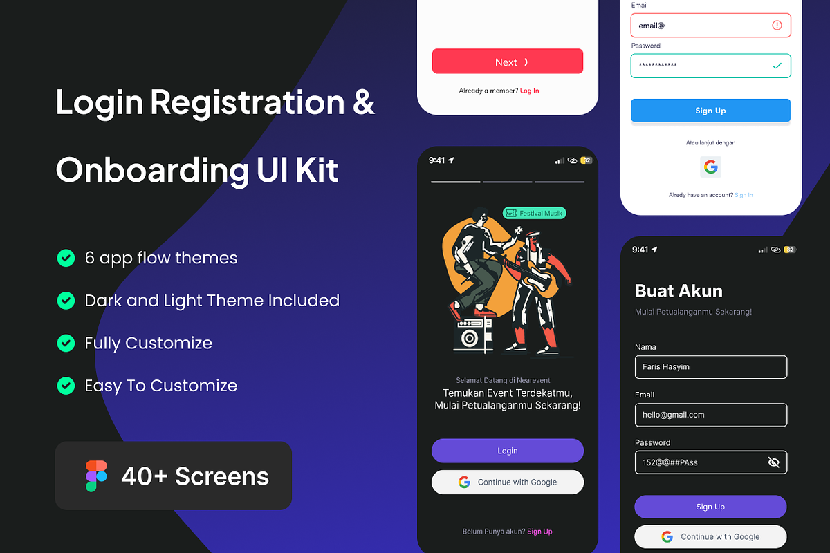 Login Regist & Onboarding UI Kit, an UI Kit Template by GakniatStudio (Photo 1 of 7)