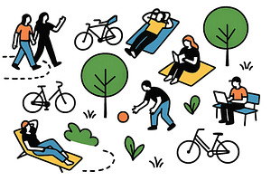 People enjoying outdoor activities, an Illustration by ZinetroN