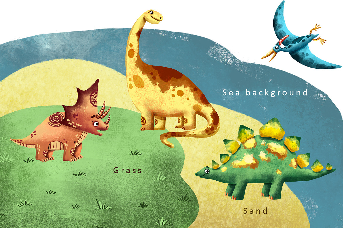 My Friends Dinosaurs - Clip Art Set, an Animal Illustration by Mashamashastu (Photo 4 of 12)