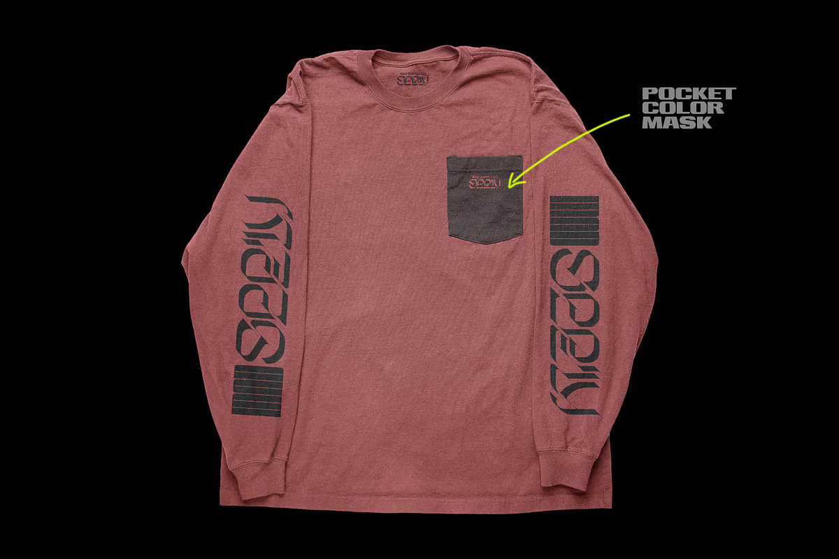 Worn Long Sleeve Pocket Tee Mockup, a Shirt Mockup by Mad Supply (Photo 3 of 7)