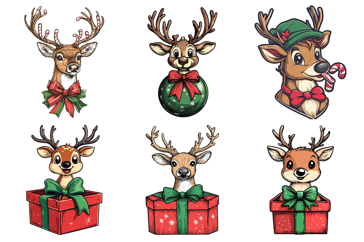 Funny Quirky Christmas Reindeer Clip, an Illustration by Daily.Designs (Photo 2 of 5)