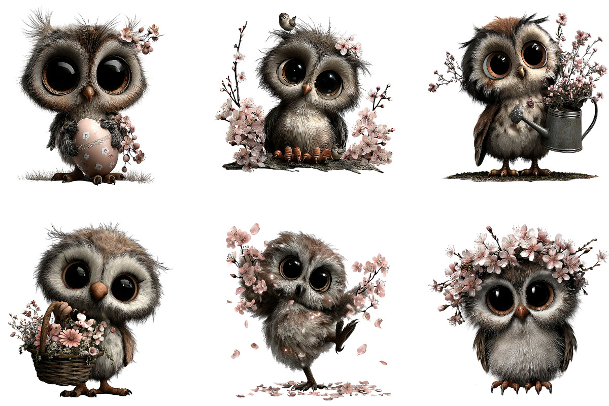 Spring Owl Whimsical Clipart, a Seasonal Illustration by Designking (Photo 3 of 5)