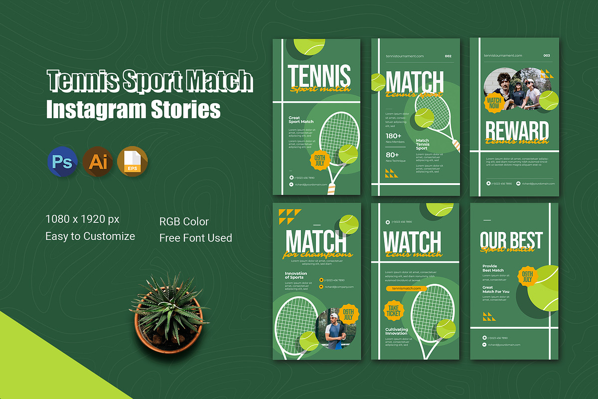 Tennis Sport Match Instagram Story, a Social Media Template by Esensifiksi.studio