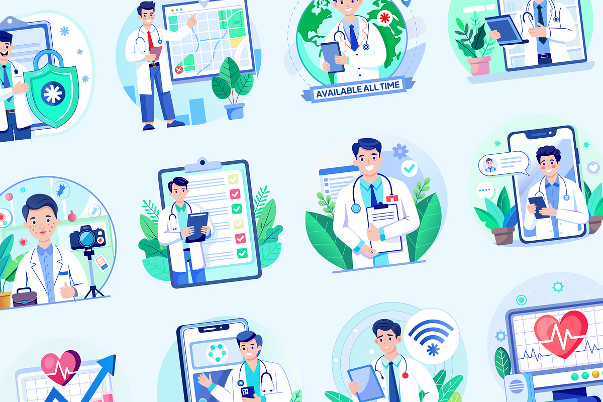 Doctor Illustration Art Set, a Healthcare Illustration by Brickclay (Photo 5 of 9)