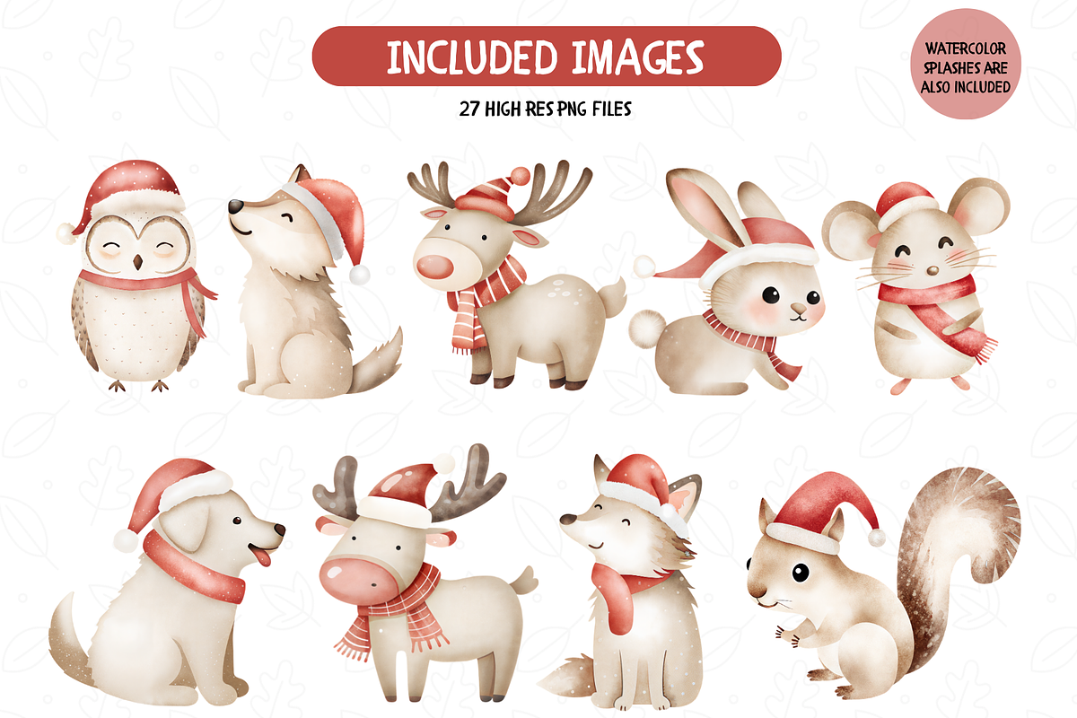 Woodland Friends Christmas Clipart, an Illustration by TatiMockup (Photo 2 of 5)