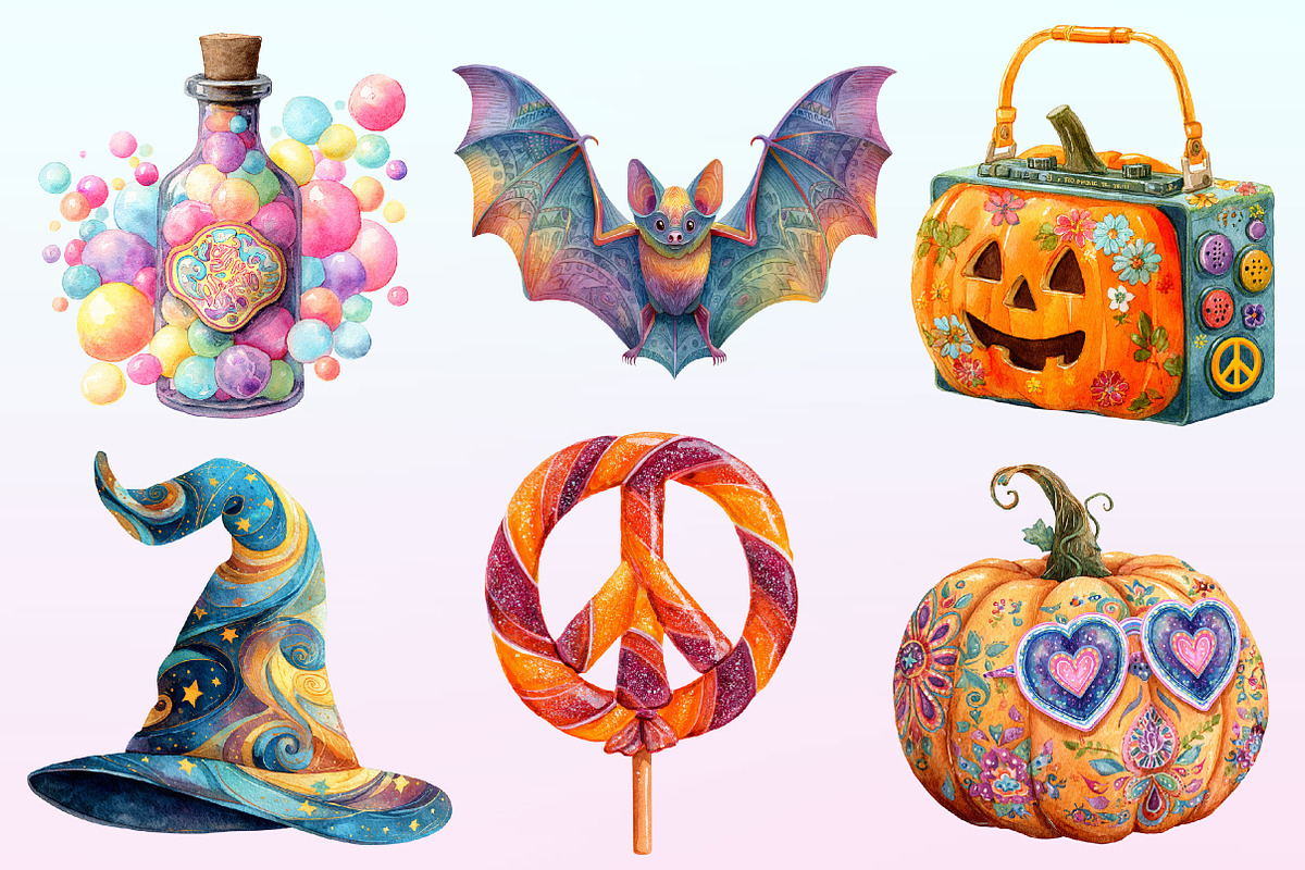 Groovy Halloween Day Clipart., a Graphic by CitraGraphics (Photo 2 of 4)